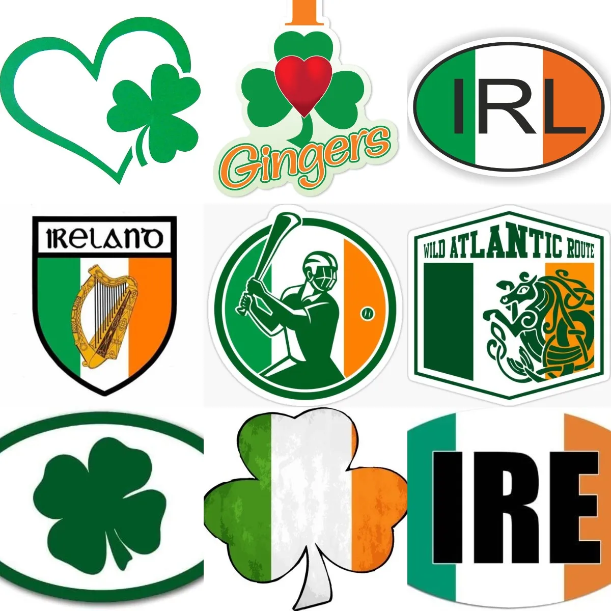 Car Accessories Ireland - Stiker PVC Harpa Semanggi Keberuntungan Bendera