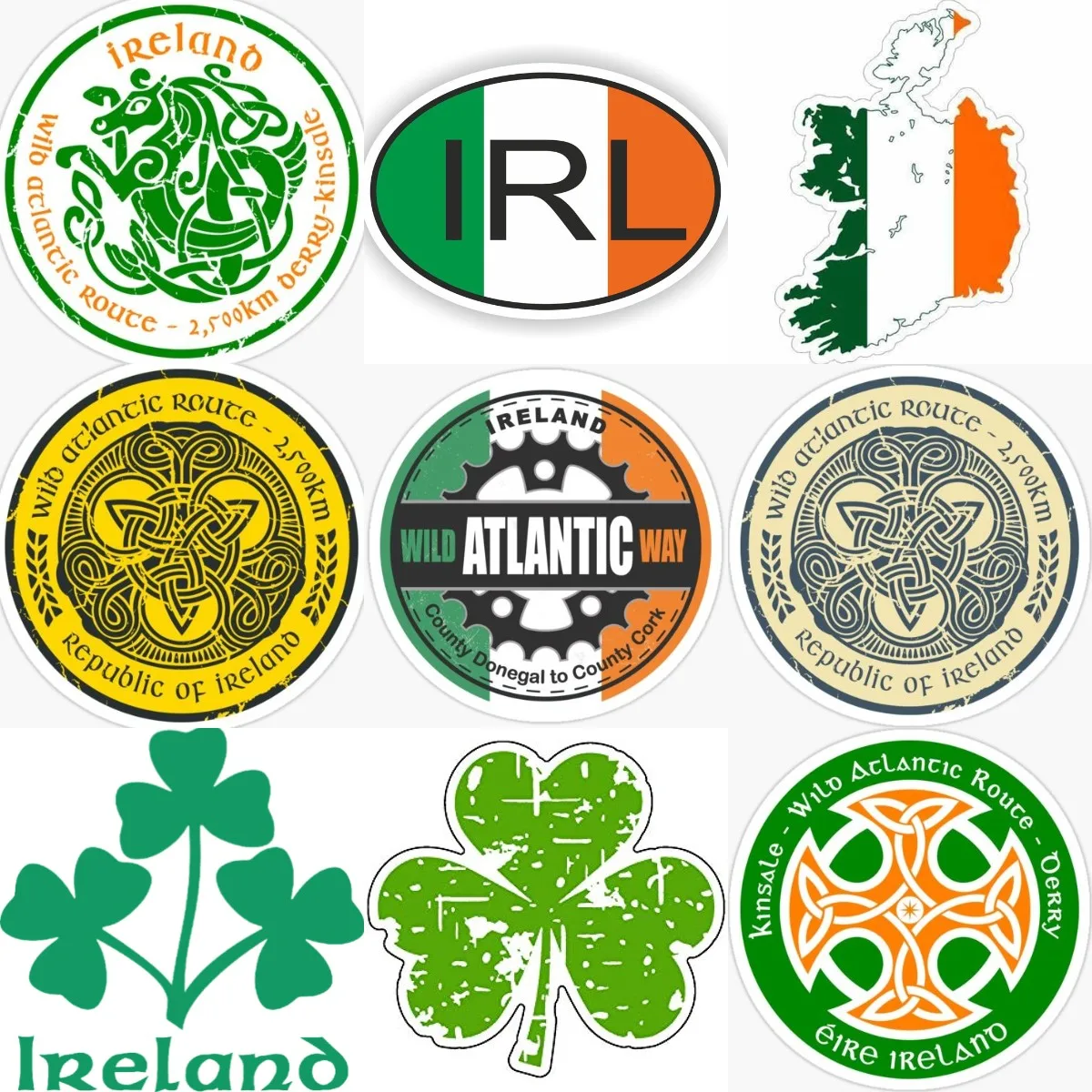 Car Accessories Ireland - Stiker Semanggi Keberuntungan Bendera Irlandia Kreatif