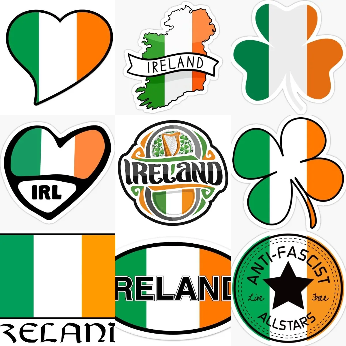 Car Accessories Ireland - Stiker Semanggi Keberuntungan Peta Bendera Irlandia