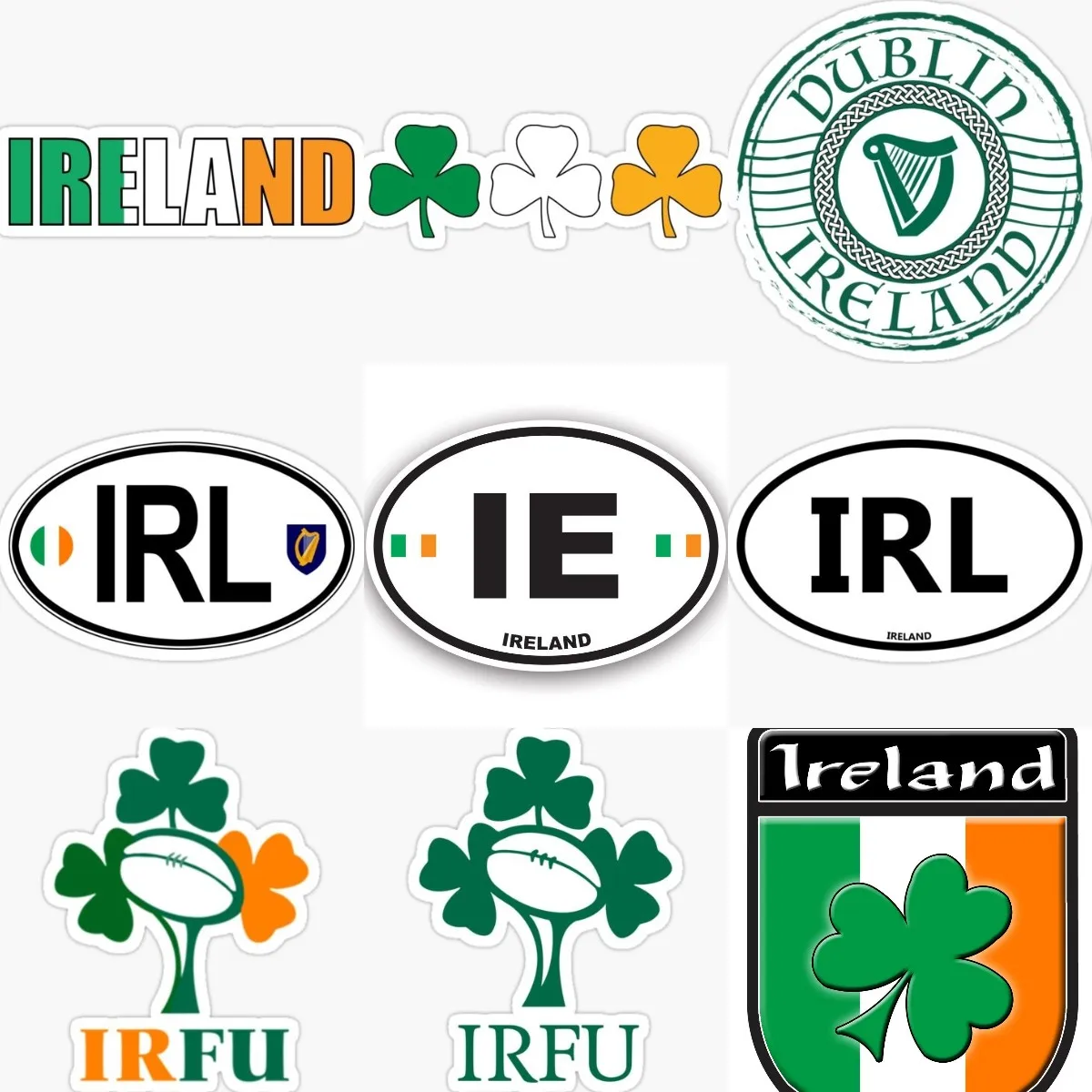 Car Accessories Ireland - Stiker PVC Semanggi Keberuntungan Bendera IRL