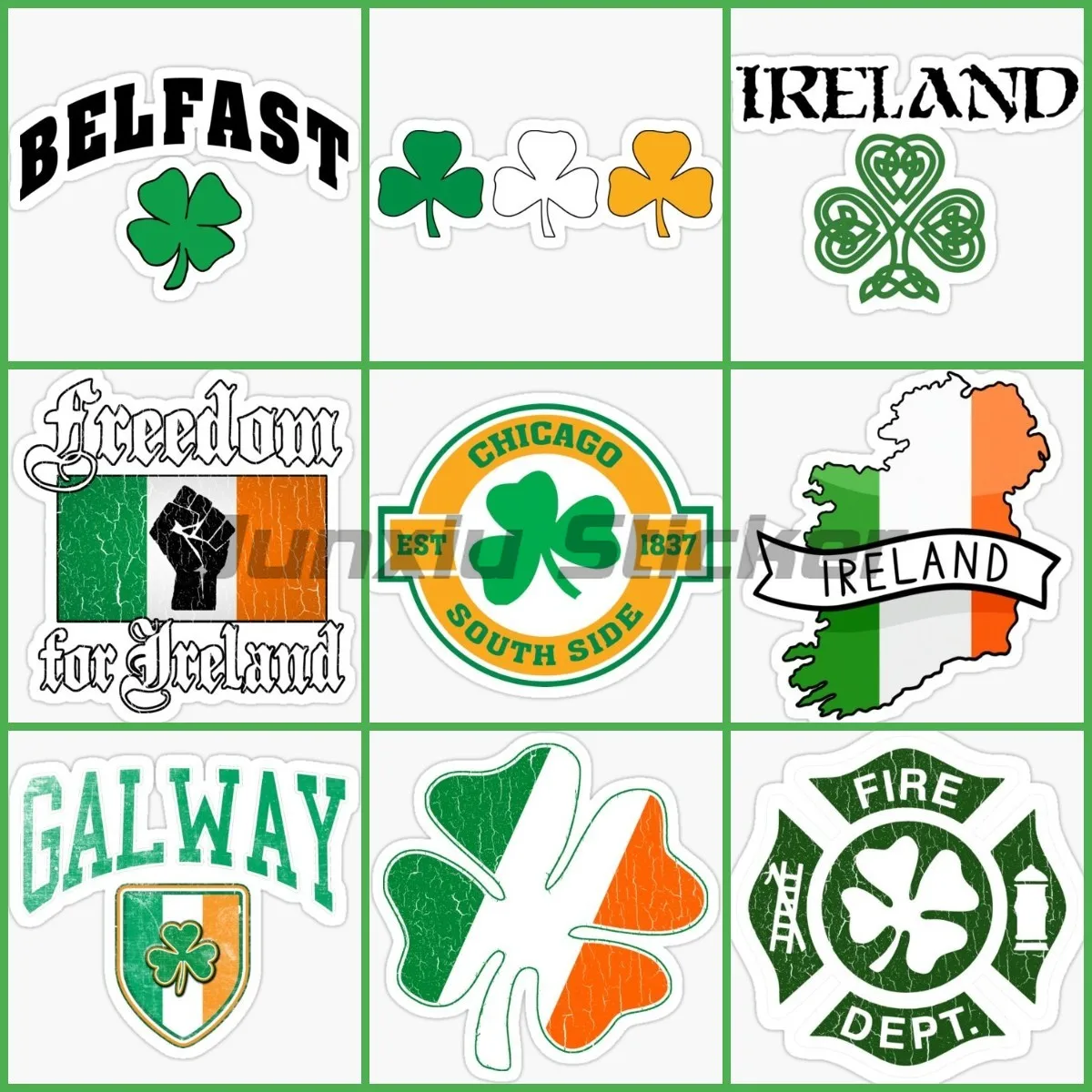Car Accessories Ireland - IRL Bendera Irlandia Peta Empat Daun